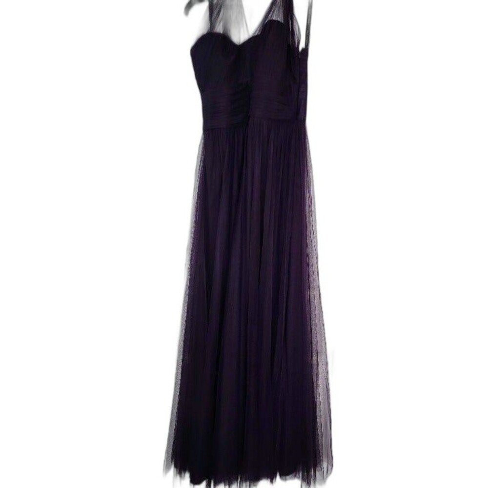 Bill Levkoff Strapless Purple Chiffon Bridesmaid/ Prom Dress with Mesh Straps| 8